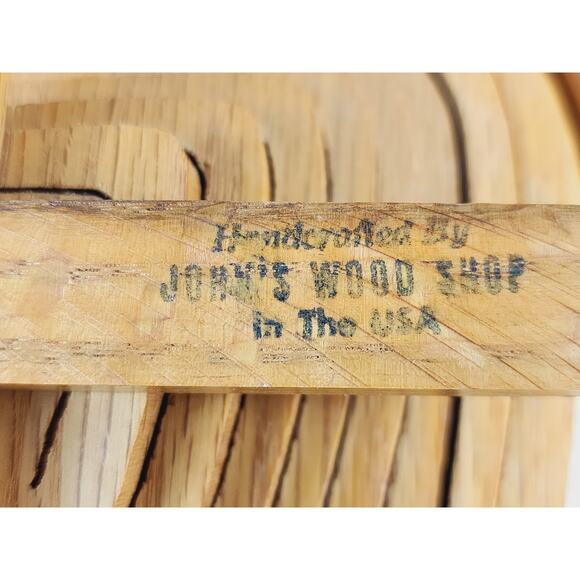 Wood Folding Fruit Basket Apple Shaped 11" John's Wood Shop Handcrafted USA - Picture 13 of 16